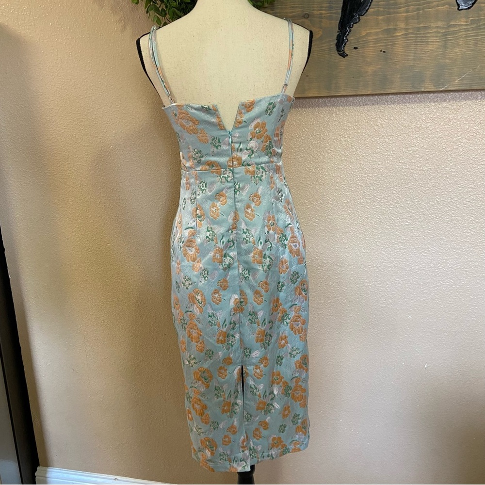 NWOT Lulus Enviable Aesthetic Light Blue Floral Jacquard Bustier Midi Dr… - Picture 4 of 11